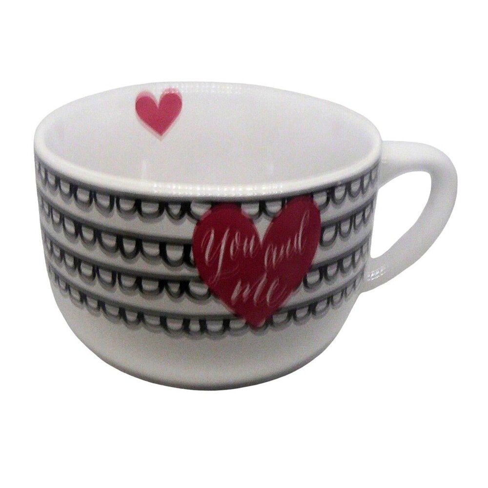 Clay Art "You And Me" Heart Design Oversized Soup Mug Bowl